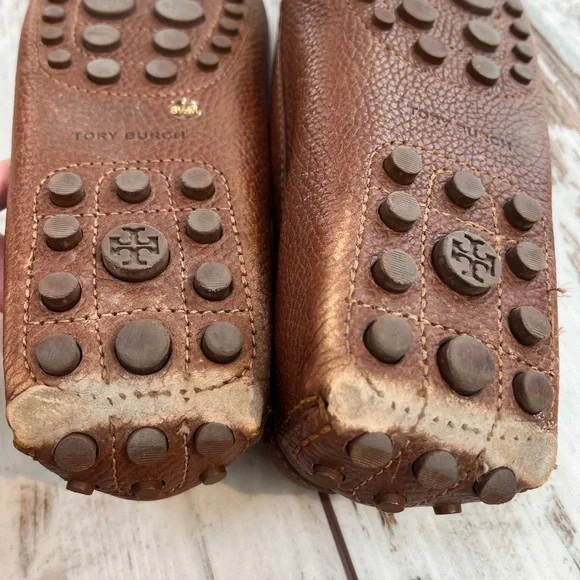 Tory Burch Ludlow Brown Pebbled Leather Driving Loafers - Size 8.5 - Picture 7 of 16